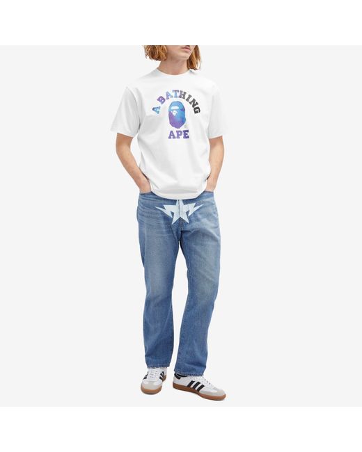 A Bathing Ape Blue Twin Star Relaxed Fot Jeans for men