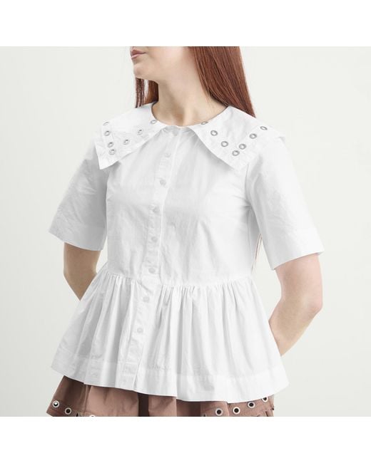 Damson Madder White Cyrus Eyelet Blouse