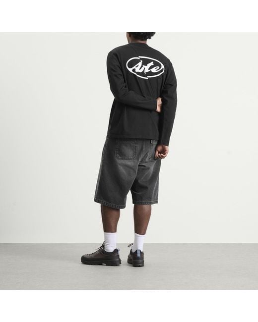 Arte' Black Back Circle Logo Long Sleeve T-Shirt for men