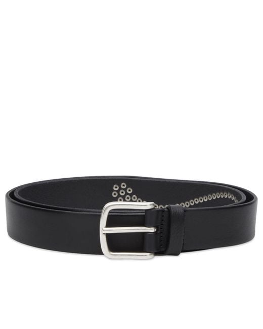 Andersons Black Andersons Narrow Stud Trimmed Leather Belt for men