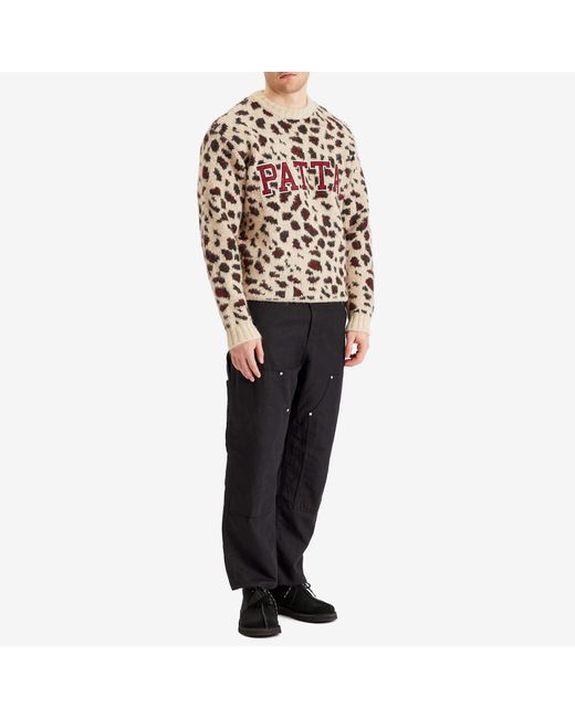 PATTA Brown Leopard Brushed Knit Jumper for men