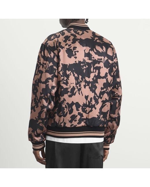 Dries Van Noten Black Abstract Floral Satin Reversible Bomber Jacket for men