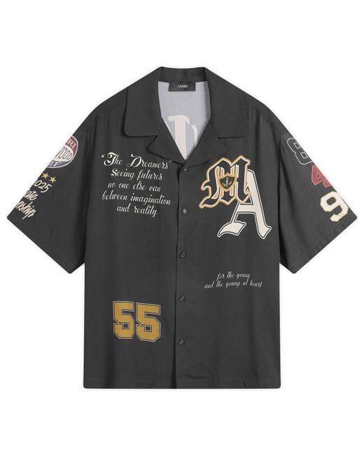 Amiri Black Varsity Patch Camp Shirt for men