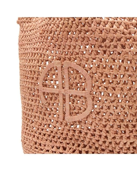 Anine Bing Brown Leah Logo Hobo Bag