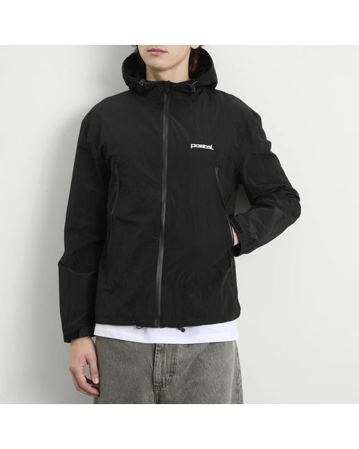 Postalco Black Discovery Shell Hooded Jacket for men
