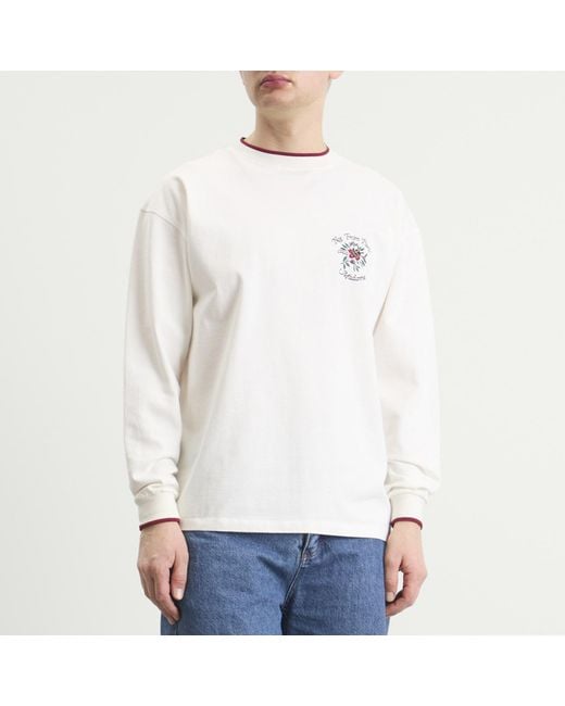 Drole de Monsieur White Rose Slogan Long Sleeve T-Shirt for men