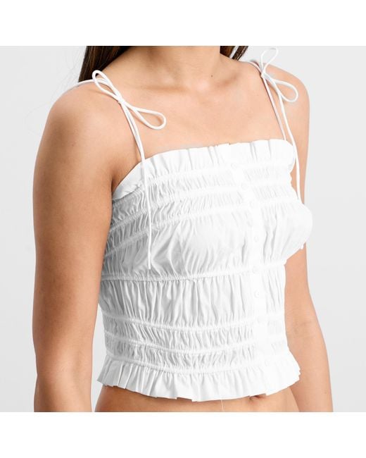 Skims White Garment Washed Poplin Ruffle Cami