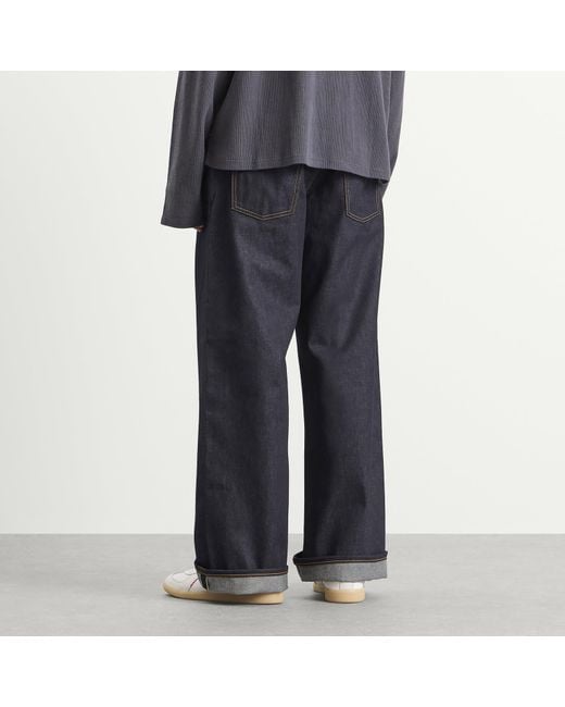Nudie Jeans Blue Loud Larry Wide Leg Selvedge Denim Jeans for men