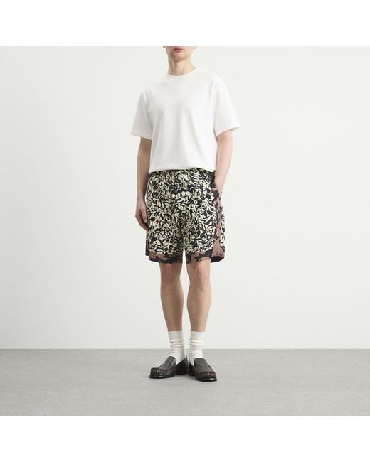 Dries Van Noten Black Squiggle Border Print Shorts for men