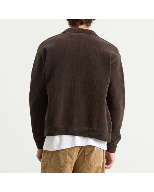 Thisisneverthat Brown Argyle Zip Knit Cardigan for men
