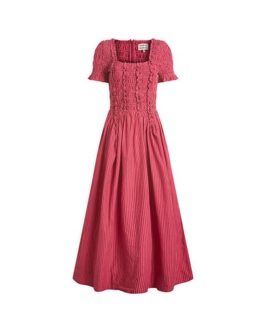 Damson Madder Red Raphaela Ruffle Midi Dress
