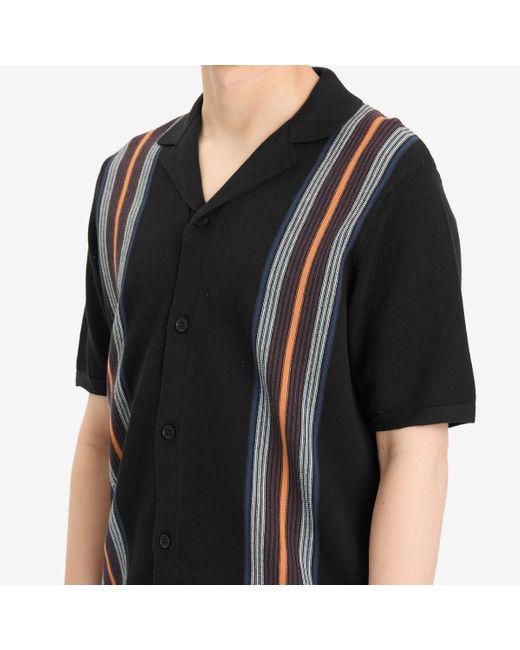 Wax London Black Ivy Cotton Stripe Vacation Shirt for men