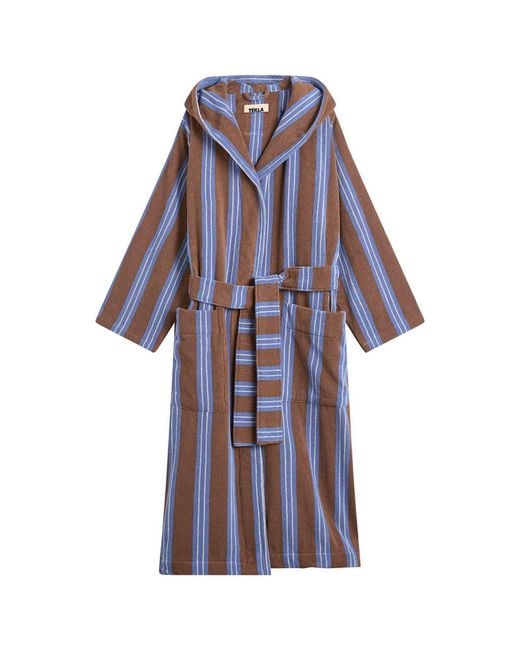 Tekla Blue Terry Hooded Bathrobe