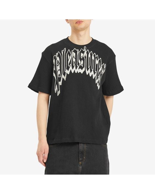 Pleasures Black Twitch Waffle T-Shirt for men