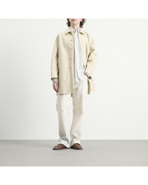 Auralee Natural Garment-Dyed Cotton Heavy Twill Short Coat for men