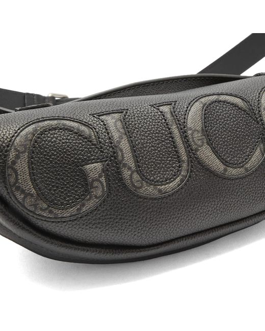 Gucci Black Wording Logo Waist Bag for men