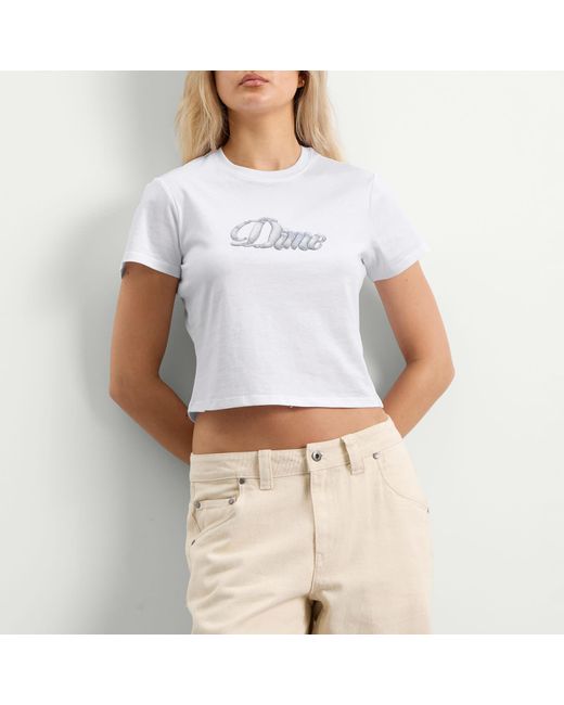 Dime White Cursive Denim T-Shirt