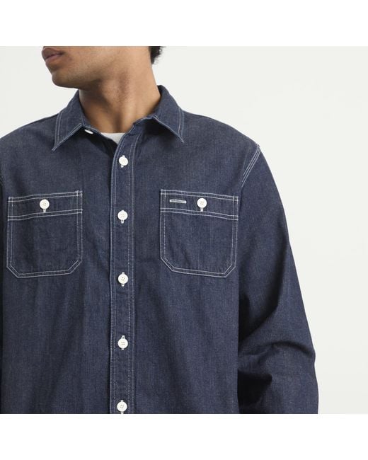 Visvim Blue Mud Wash Denim Shirt for men