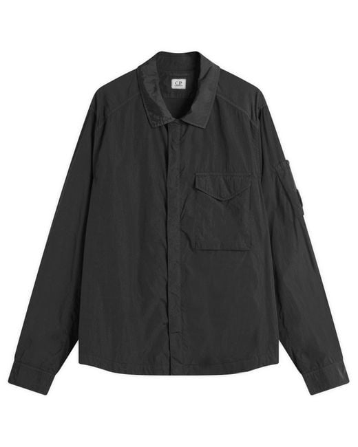 C P Company Black Chrome-R Full Zip Overshirt for men