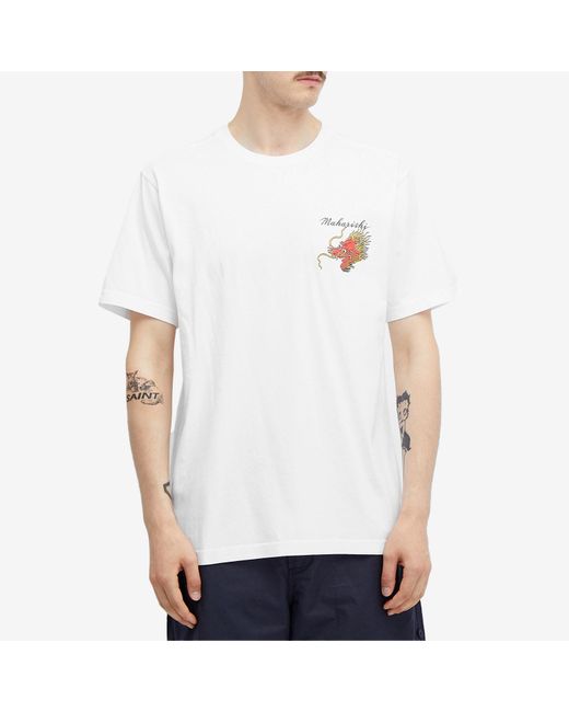 Maharishi White Dragon Map T-Shirt for men
