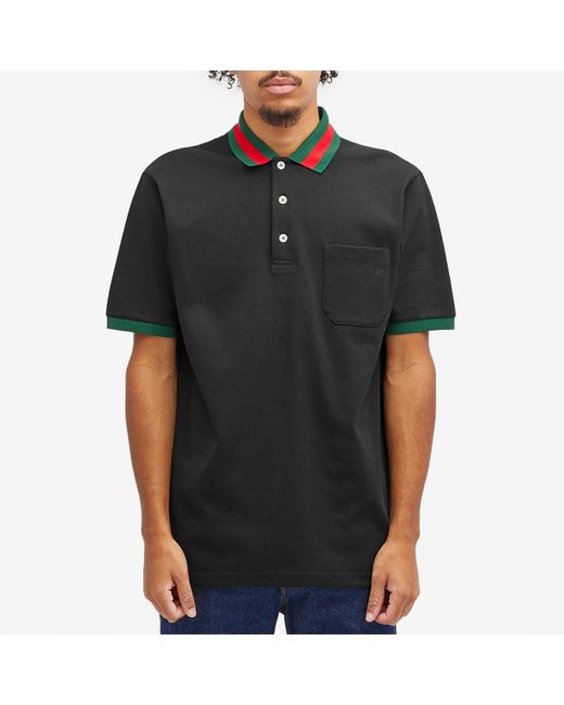 Gucci Black Grg Collar Polo for men