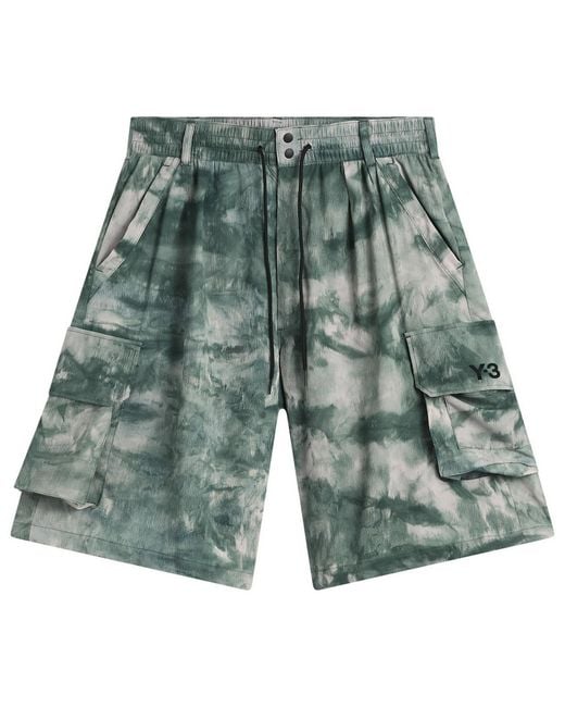 Y-3 Green Printed Shorts for men