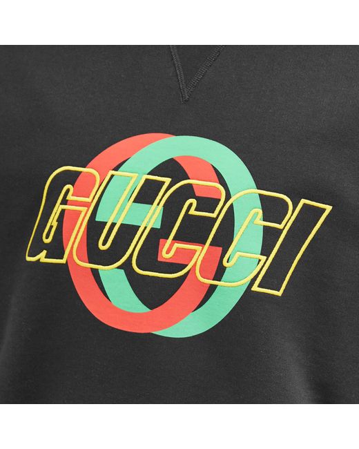 Gucci Gray Interlocking Logo Crew Neck Sweat for men
