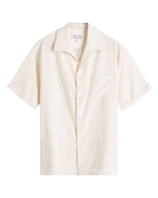 Maison Margiela Natural Stripe Short Sleeve Shirt for men
