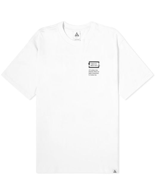 Nike White Acg Pickinout Dri-Fit T-Shirt for men