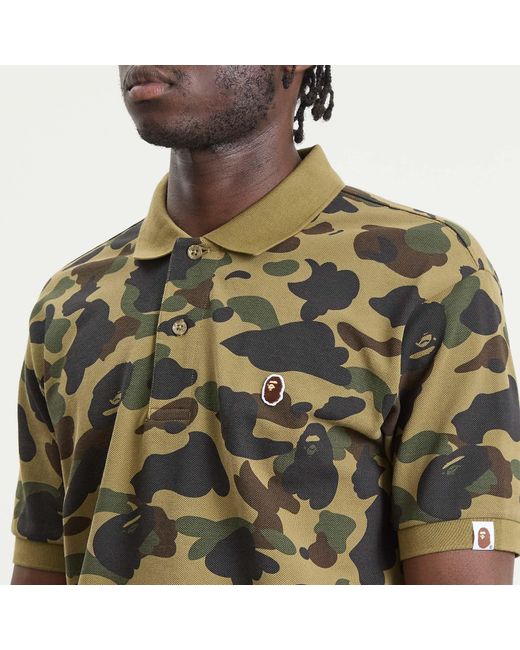 A Bathing Ape Green 1St Camo One Point Polo for men