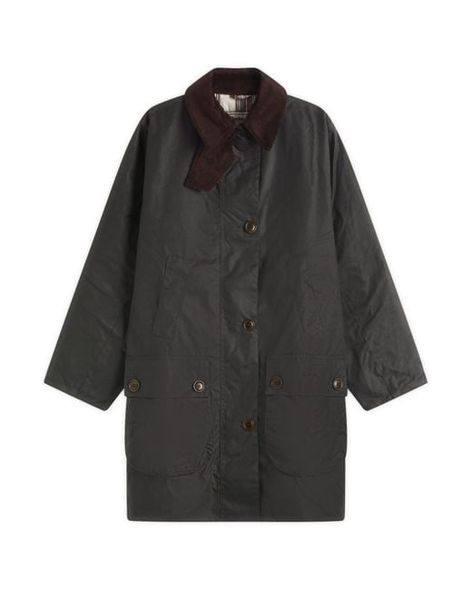 Barbour Black The Edit By Alexa Loren Oversized Waxed Jacket