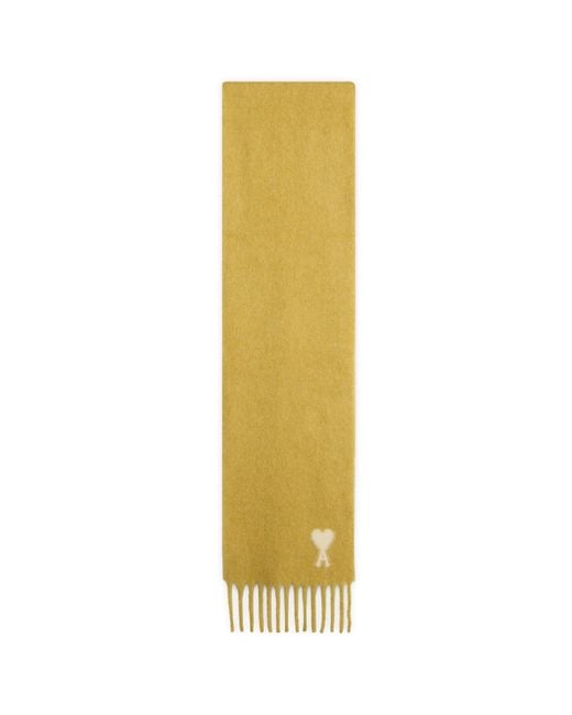 AMI Yellow Hairy Alpaca Wool Scarf for men