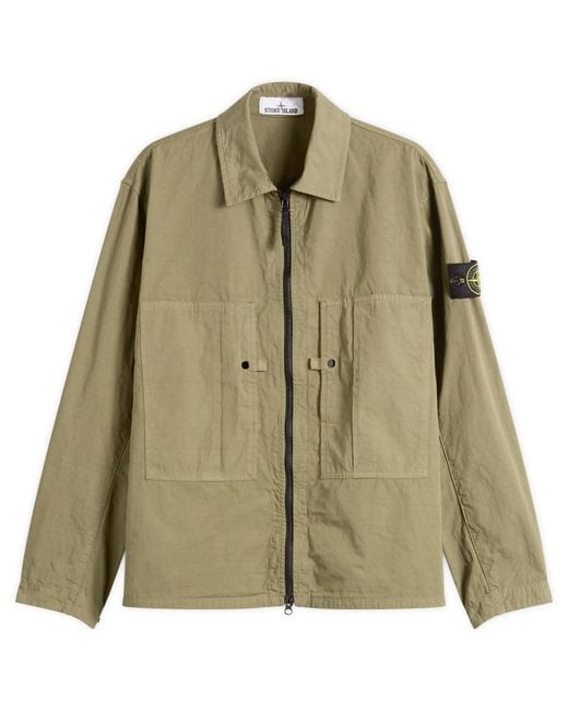 Stone Island Green Ripstop Zip Shirt Jacket