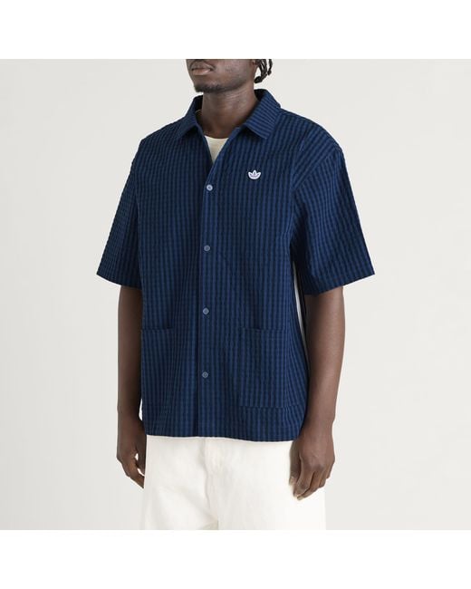 Adidas Blue Resort Button Down Shirt for men
