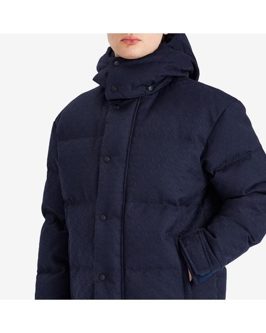 Gucci Blue Gg Canvas Down Hooded Jacket for men