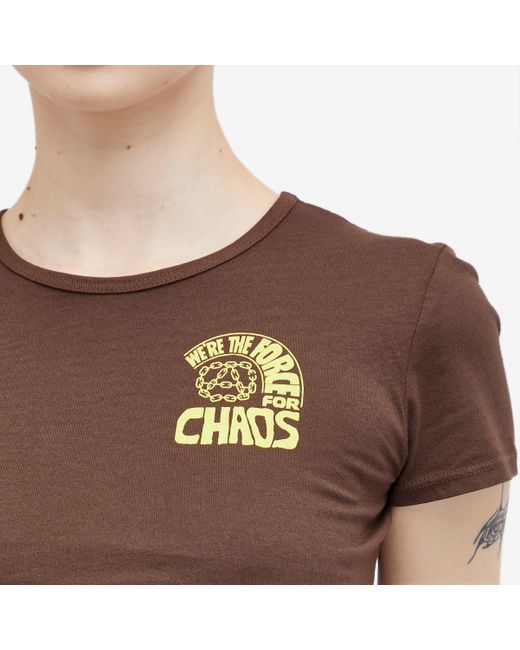 Obey Brown Force For Chaos Crop T-Shirt