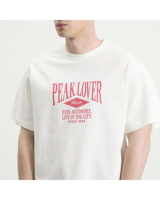 NANGA White Eco Hybrid Peak Lover T-Shirt for men