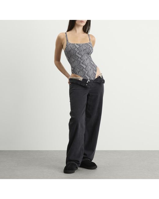 Skims Gray Fits Everybody Square Neck Bodysuit