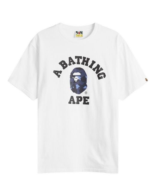 A Bathing Ape White Colour Camo College T-Shirt for men