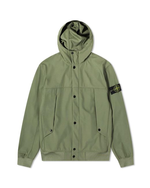 Stone Island Green Soft Shell-R Hooded Jacket for men