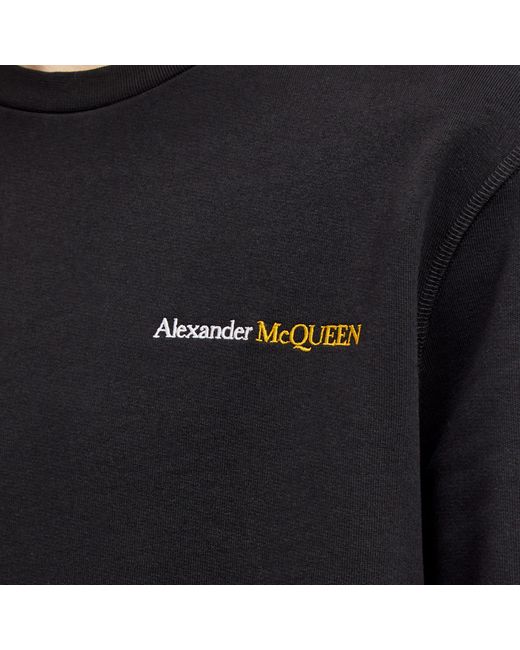 Alexander McQueen Black Embroidered Logo Crew Sweat for men