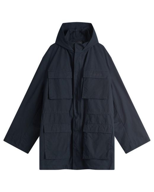 Balenciaga Blue Cotton Ripstop Uniform Parka Jacket for men