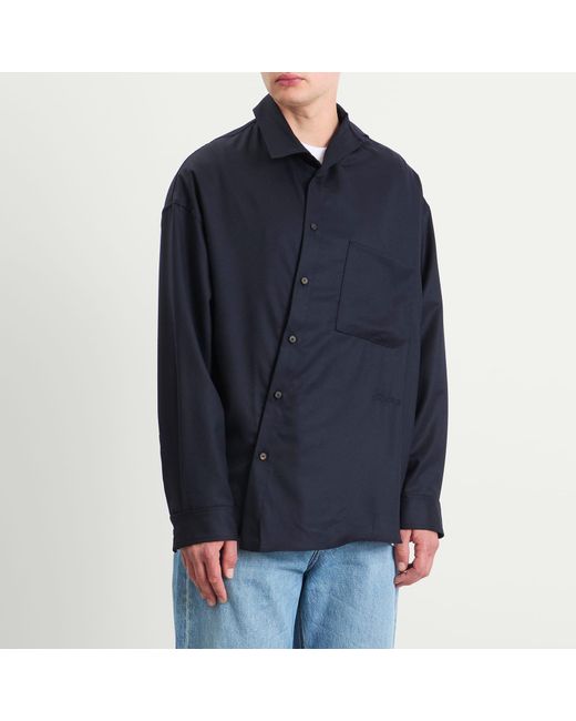 Jacquemus Blue Asymmetric Button Shirt for men