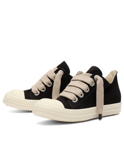 Rick Owens Black Denim Jumbolace Low Sneaks for men