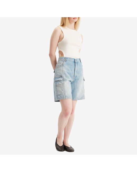 Off-White c/o Virgil Abloh Blue Denim Cargo Shorts