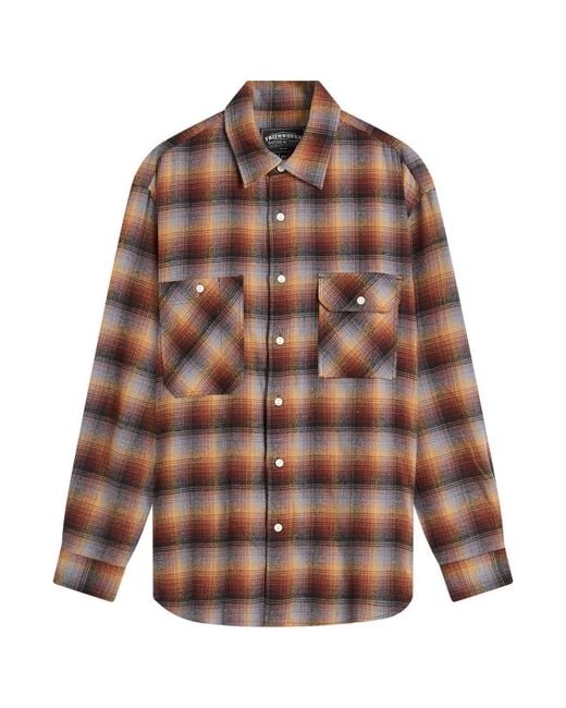FRIZMWORKS Brown Flannel Check Work Shirt for men