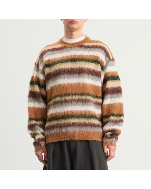 BOUND Brown Alpaca Brushed Stripe Jumper for men