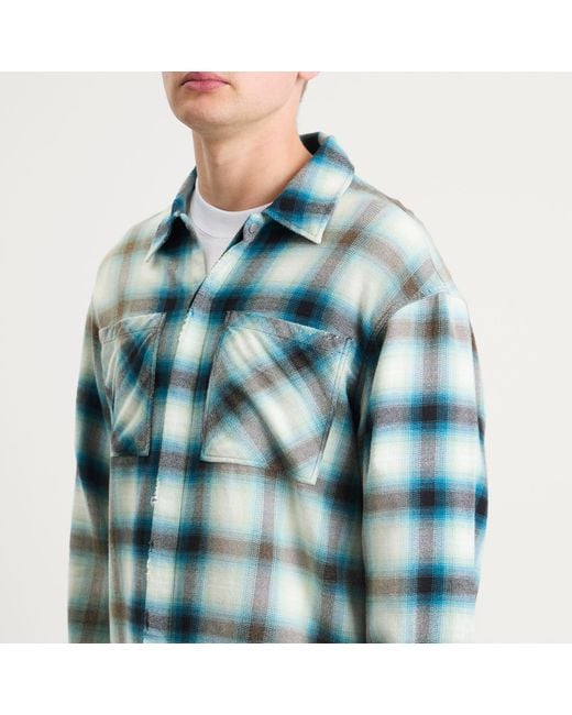 Represent Green Sun Bleached Flannel Shirt for men