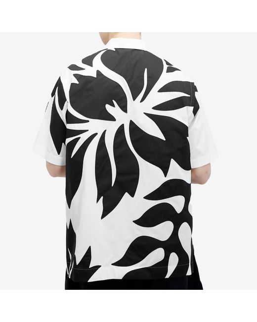 Sacai Black Floral Embroidered Patch Vacation Shirt for men