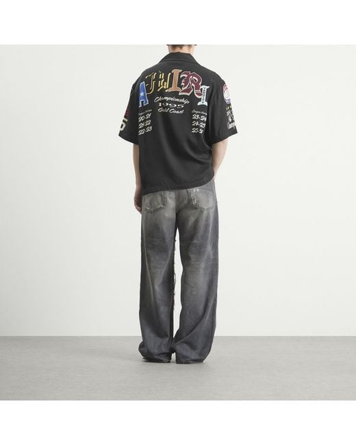 Amiri Black Varsity Patch Camp Shirt for men